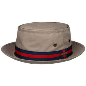 Stetson Classic Band Pork Pie Cloth Hat Men - Cotton Sun with Grosgrain Band, Summer Spring-Summer - S (54-55 cm) Beige