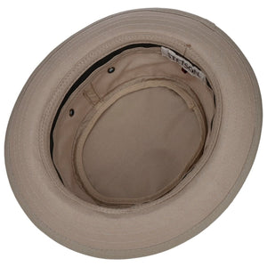 Stetson Classic Band Pork Pie Cloth Hat Men - Cotton Sun with Grosgrain Band, Summer Spring-Summer - S (54-55 cm) Beige