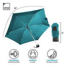 Load image into Gallery viewer, Lewis N. Clark Portable Mini Travel Umbrella, Windproof &amp; Water Repellent Fabric, 1 Year Warranty, Black