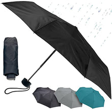 Load image into Gallery viewer, Lewis N. Clark Portable Mini Travel Umbrella, Windproof &amp; Water Repellent Fabric, 1 Year Warranty, Black