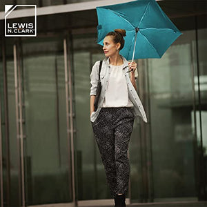 Lewis N. Clark Portable Mini Travel Umbrella, Windproof & Water Repellent Fabric, 1 Year Warranty, Black