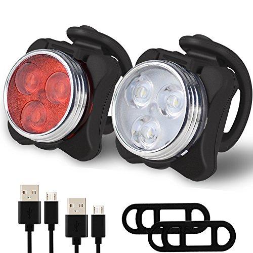 Bike Light Set, Super Bright USB Rechargeable Bicycle Lights - J and p hats Bike Light Set, Super Bright USB Rechargeable Bicycle Lights