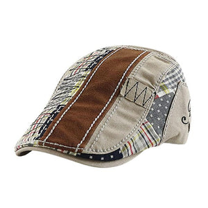 Flat Cap for Men - mens Patchwork Flat Cap